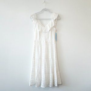 Antonio Melani White Bridal Midi Ruffle Dress Size 4 NWT